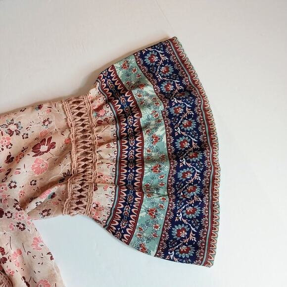 Knox Rose Embroidered Babydoll Top Small Pink Boho Hippie Peasant Cottagecore - Picture 6 of 9